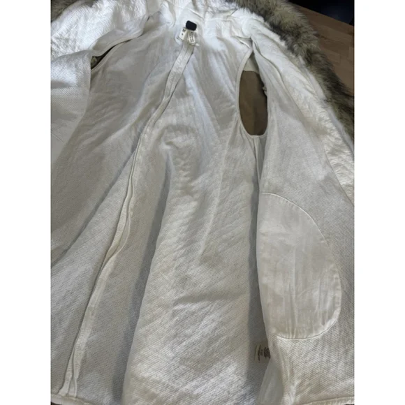 Free People We The Free khaki utility parka jacket Removable Fur Collar Liner M - Picture 8 of 12